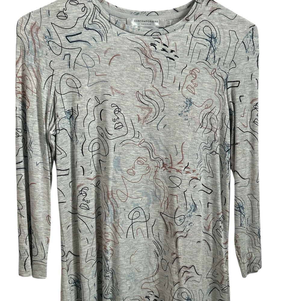 Abstract Print Long Sleeve Top - Multicolor